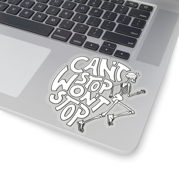 Can't Stop Won't Stop Running Skeleton Sticker