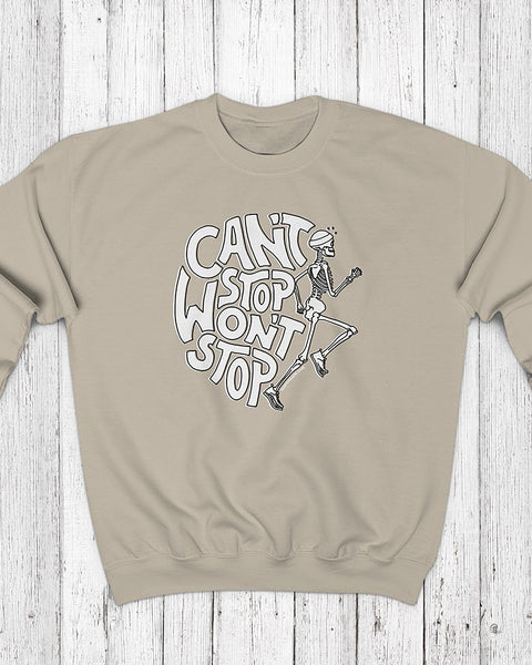 Can't Stop Won't Stop – Running Skeleton – Unisex Sweatshirt