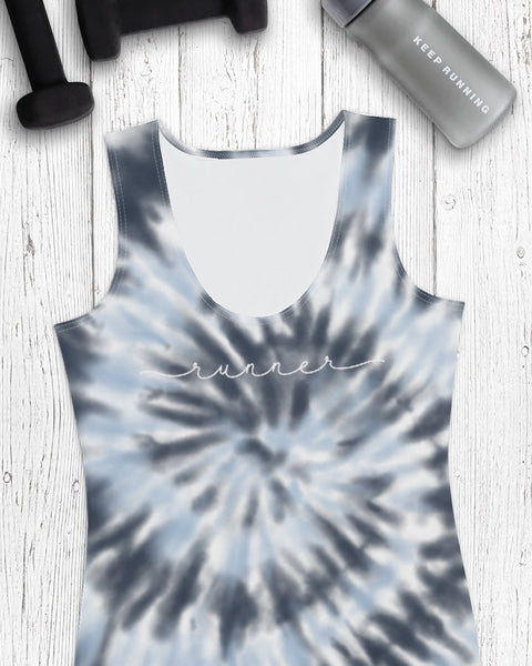 Runner – Women's Performance Tank Top – Blue Tie-Dye