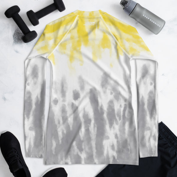 Runner – Women's Performance Long-Sleeve – Yellow & Grey Tie-Dye