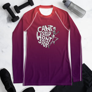 Can't Stop Won't Stop – Running Skeleton – Sunset Women's Performance Long-Sleeve