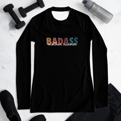 Badass – Mother Runner – Women's Performance Long-Sleeve Black