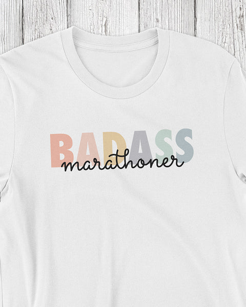 badass marathoner tshirt white close up