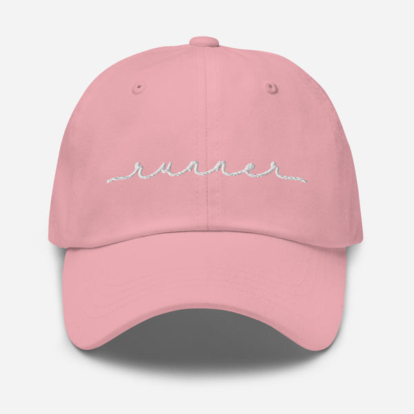 cute runner script classic hat in soft pink