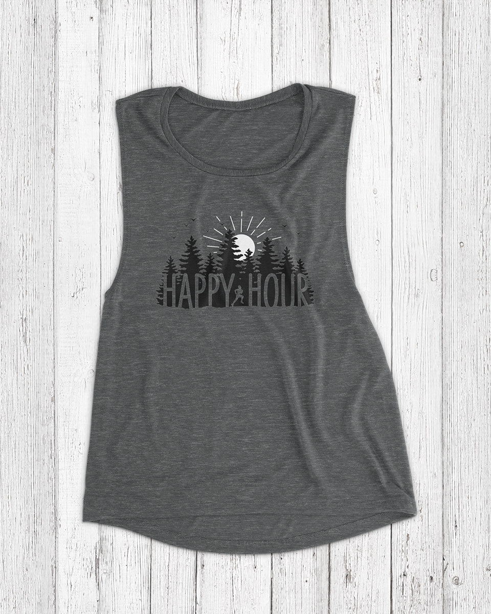 a runners happy hour asphalt slub women's muscle tank top