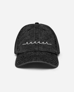 runner script black vintage hat