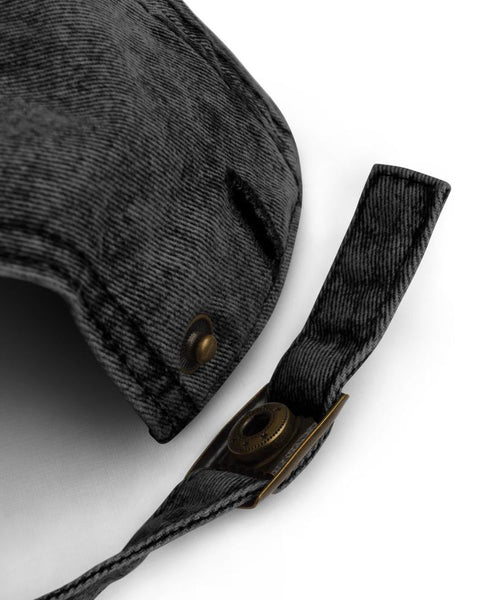 vintage cap black adjustable snap details